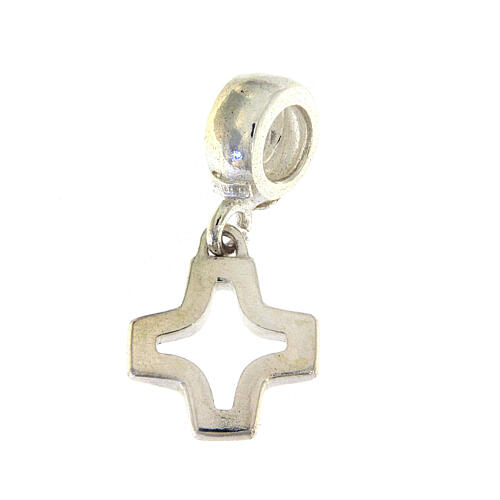 Charm-Anhänger mit Öse, durchbrochenes griechisches Kreuz, aus 925er Silber 1