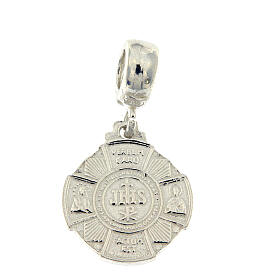Charm-Anhänger mit Öse, Medaille mit Prager Jesulein, aus 925er Silber