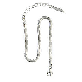 Bracelet with round snake chain, 925 silver, 6-7.5 in