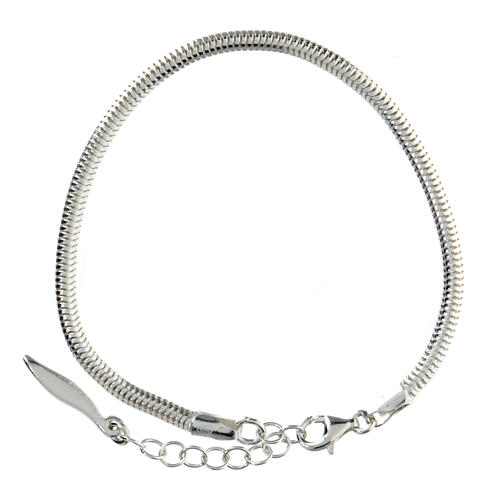 Bracelet with round snake chain, 925 silver, 6-7.5 in 1