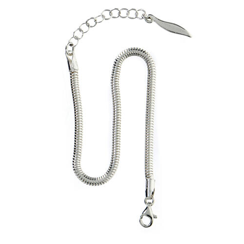 Bracelet with round snake chain, 925 silver, 6-7.5 in 2