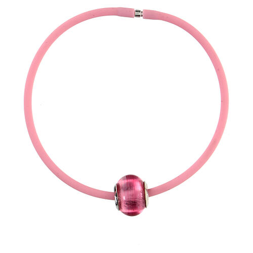 Charm rose simple pour bracelet verre de Murano et argent 925 3