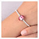 Passante per bracciale rosa decorato vetro Murano e argento 925 s4