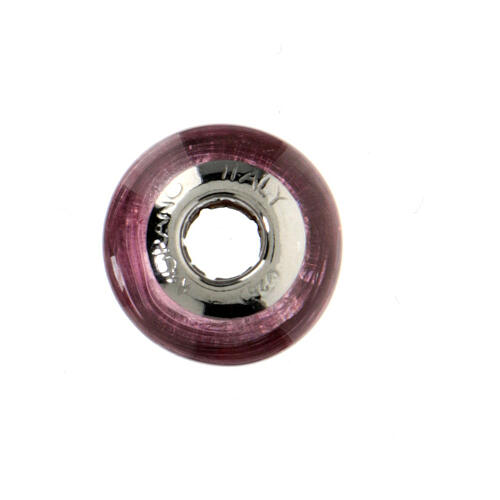 Berloque para pulseira cor-de-rosa simples vidro de Murano e prata 925 5