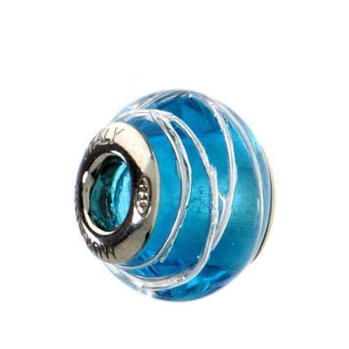 Charm turquoise décoré pour bracelet verre de Murano et argent 925 1
