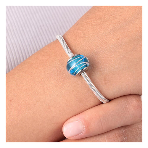 Charm turquoise décoré pour bracelet verre de Murano et argent 925 4