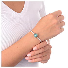 Charm vert décoré pour bracelet verre de Murano et argent 925
