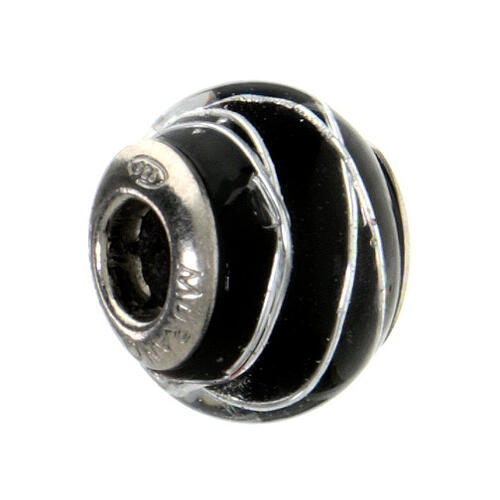 Charm, Schwarz, mit Verzierung, aus Muranoglas und 925er Silber 1