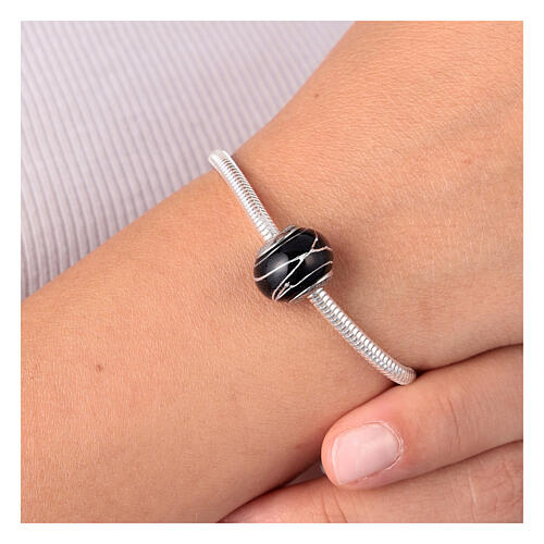 Black silver Murano glass bead for bracelets 925 silver 4