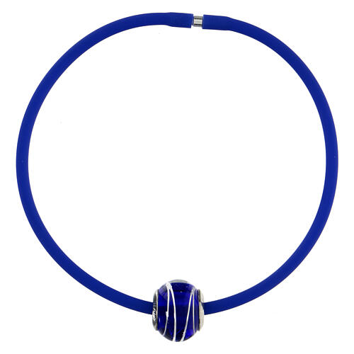 Charm bleu nuit décoré pour bracelet verre de Murano et argent 925 3