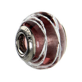 Decorated burgundy charm, Murano glass and 925 silver