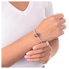 Murano glass bead in burgundy silver for bracelets 925 silver