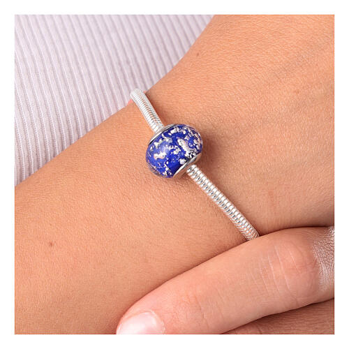 Charm bleu nuit tacheté pour bracelet verre de Murano et argent 925 4