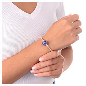 Berloque para pulseira azul escuro manchado vidro de Murano e prata 925
