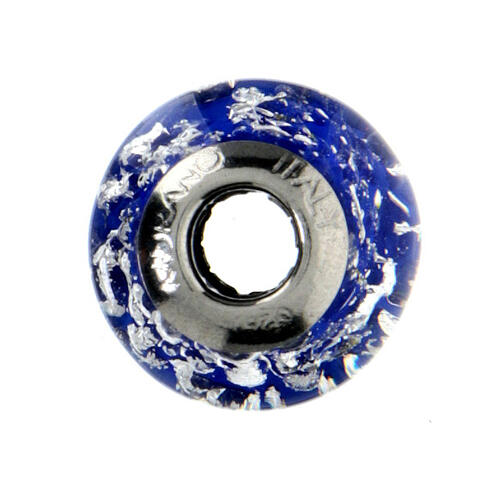 Murano glass bead in speckled blue for bracelets 925 silver 5