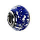 Murano glass bead in speckled blue for bracelets 925 silver s1