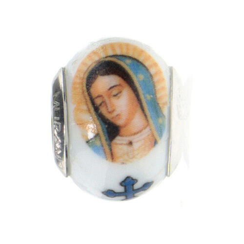 Murano glass bead for bracelets Virgin Guadalupe 925 silver 5