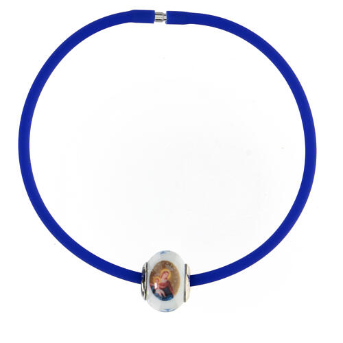 Yerdos Collana Con Ciondolo Cupola In Vetro, Madonna Con Gesù Bambino, Catena 45 Cm, Regalo Cristiano
