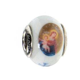 Murano glass bead for bracelets Mary and Jesus 925 silver