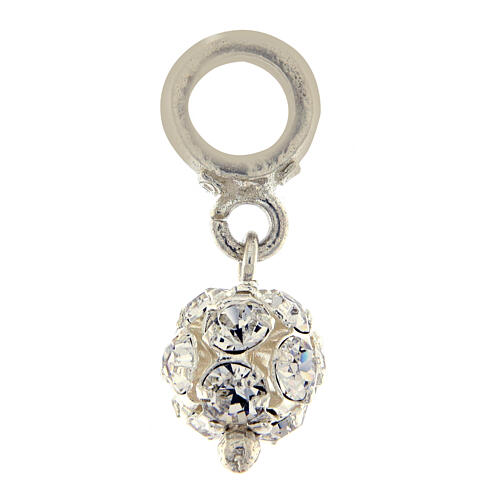 Strassball dangle charm, white crystal and 800 silver 1