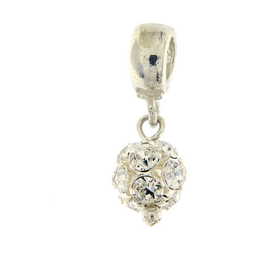 Strassball dangle charm, white crystal and 800 silver 5