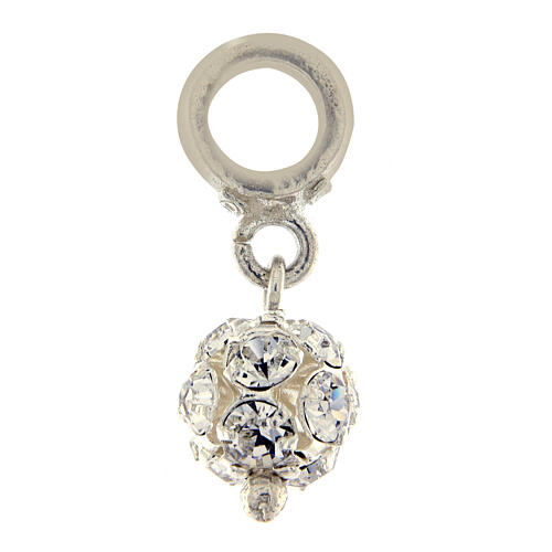 White crystal sphere pendant with 800 silver loop | online sales on ...
