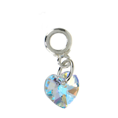 Iridescent white crystal heart charm with 925 silver loop 5