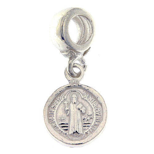 Saint Benedict cross charm with loop in 925 silver 1