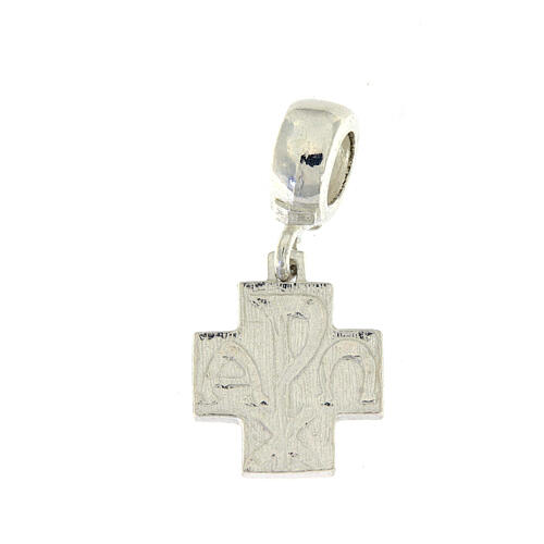 Greek cross dangle charm with Alpha and Omega, 925 silver 1