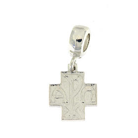 Cross charm with 925 silver Alpha Omega loop