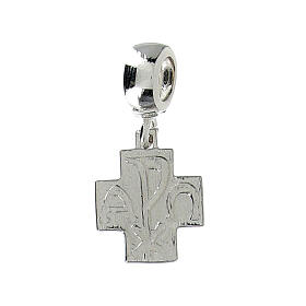 Pingente para pulseira cruz rosto São Pio prata 925