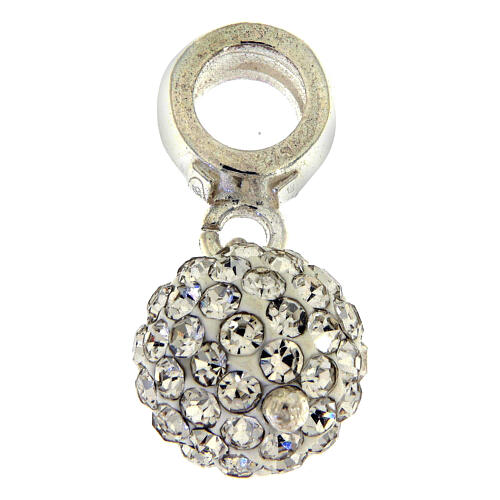 Breloque strassball cristal blanc avec passant en argent 925 1