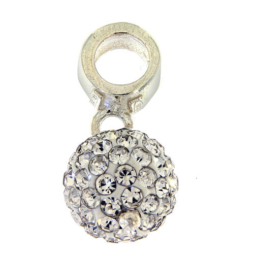 Zawieszka kulka kryształ biały z charmem ze srebra 925 5