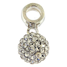 White crystal ball charm with 925 silver loop