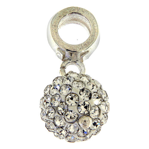 White crystal ball charm with 925 silver loop 1