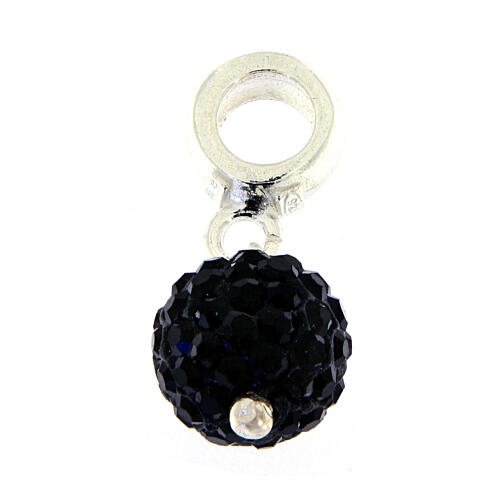 Black crystal ball charm with 925 silver loop 4