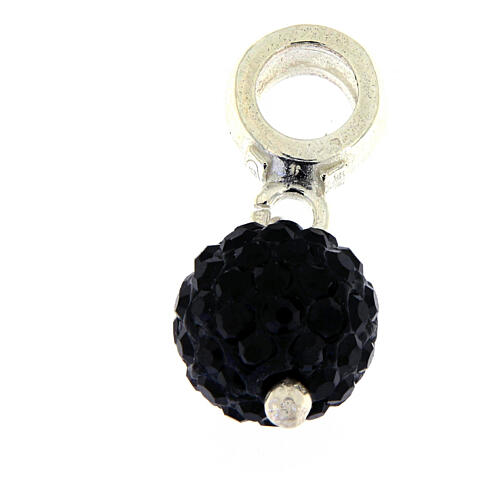 Black crystal ball charm with 925 silver loop 8
