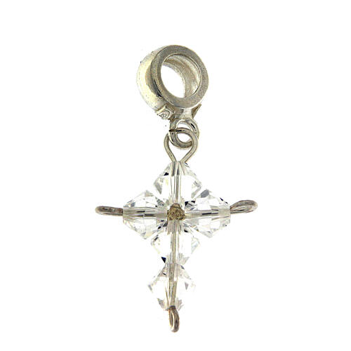 Cross dangle charm, 925 silver and white crystal 1