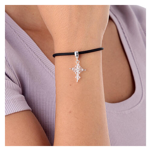 Cross dangle charm, 925 silver and white crystal 4