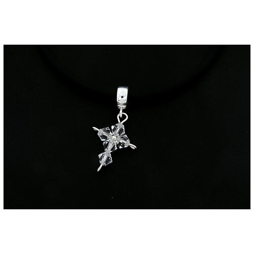 Cross dangle charm, 925 silver and white crystal 5