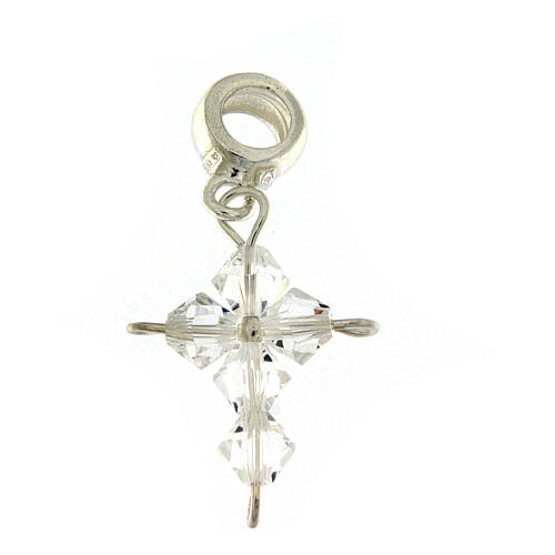 Cross dangle charm, 925 silver and white crystal 6