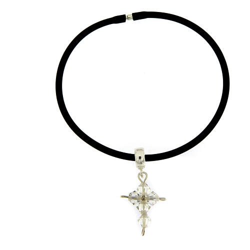 Zawieszka krzyż kryształ biały z charmem ze srebra 925 3