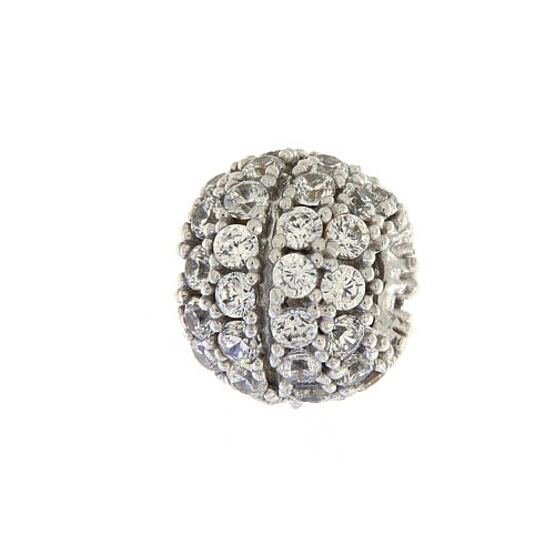 Brass ball charm with white zircons 1