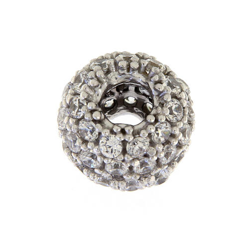 Brass ball charm with white zircons 5