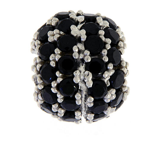 Brass beaded bead with black zircons 1