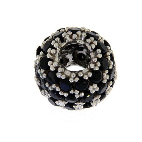 Brass beaded bead with black zircons 5