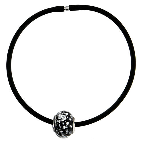Berloque para pulseira preto manchado vidro de Murano e prata 925 3