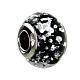 Black spotted bracelet bead in 925 silver Murano glass s1