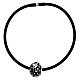 Black spotted bracelet bead in 925 silver Murano glass s3