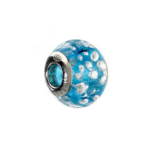 Charm turquoise tacheté pour bracelet verre de Murano et argent 925